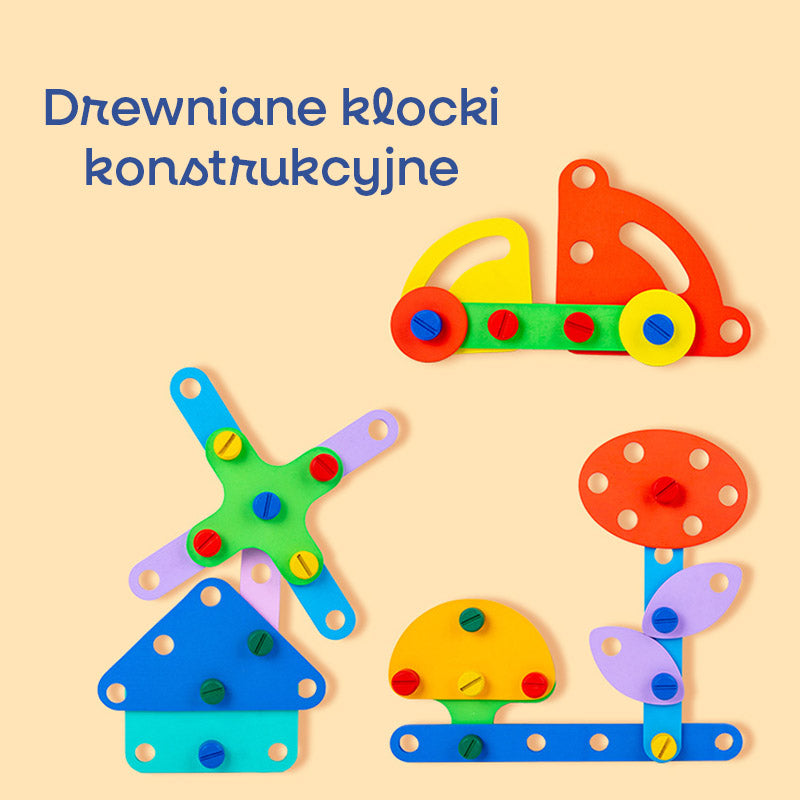 Konstrukcyjne Klocki Drewniane Montessori