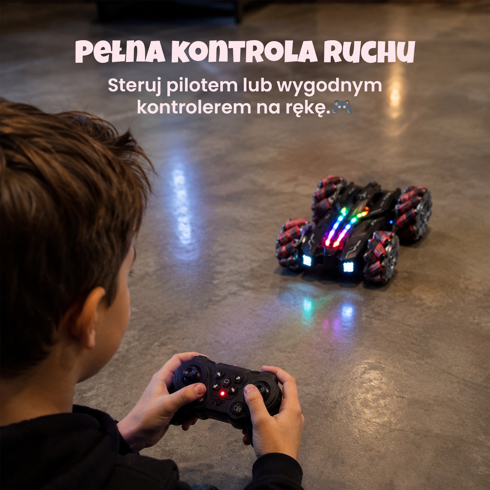Auto zdalnie sterowane 360° z efektem dymu (PILOT + KONTROLER NA NADGARSTEK)
