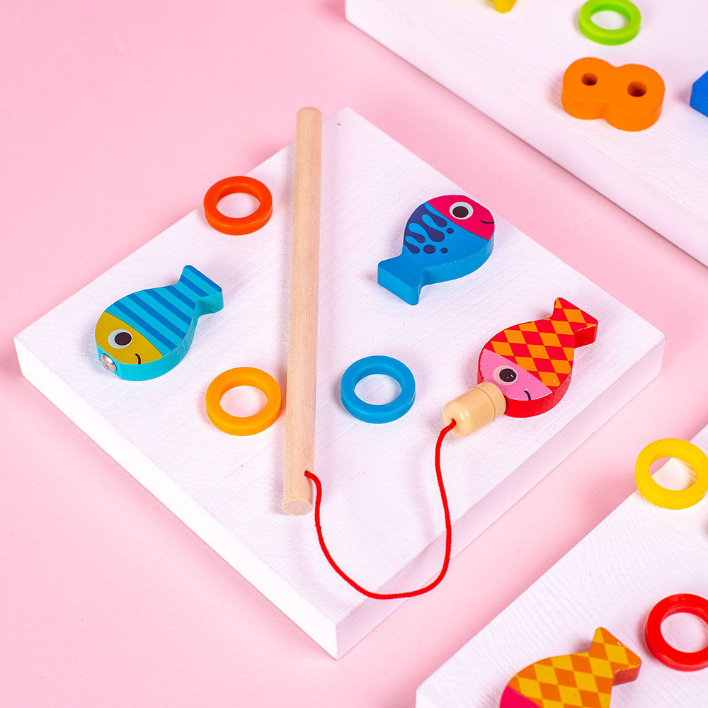 Drewniana Układanka Montessori Rybki
