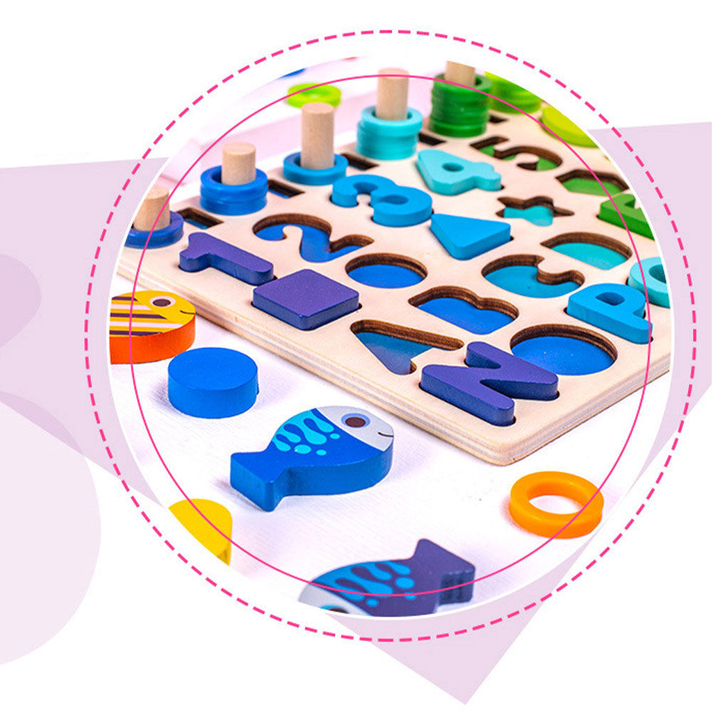 Drewniana Układanka Montessori Rybki