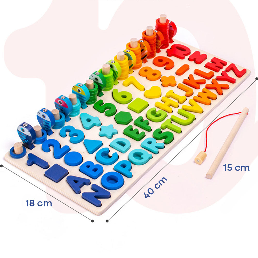 Drewniana Układanka Montessori Rybki