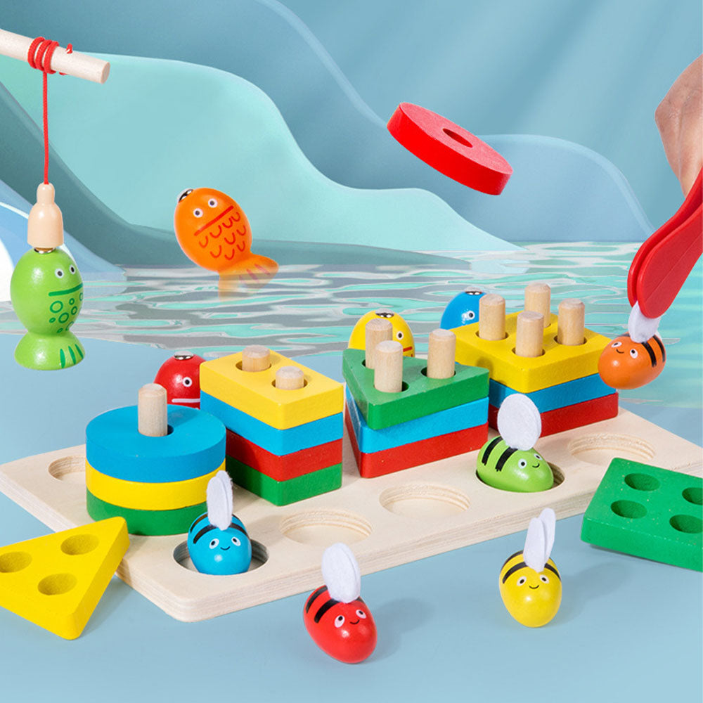 Układanka 3w1 - Pszczółki, Rybki, Kształty