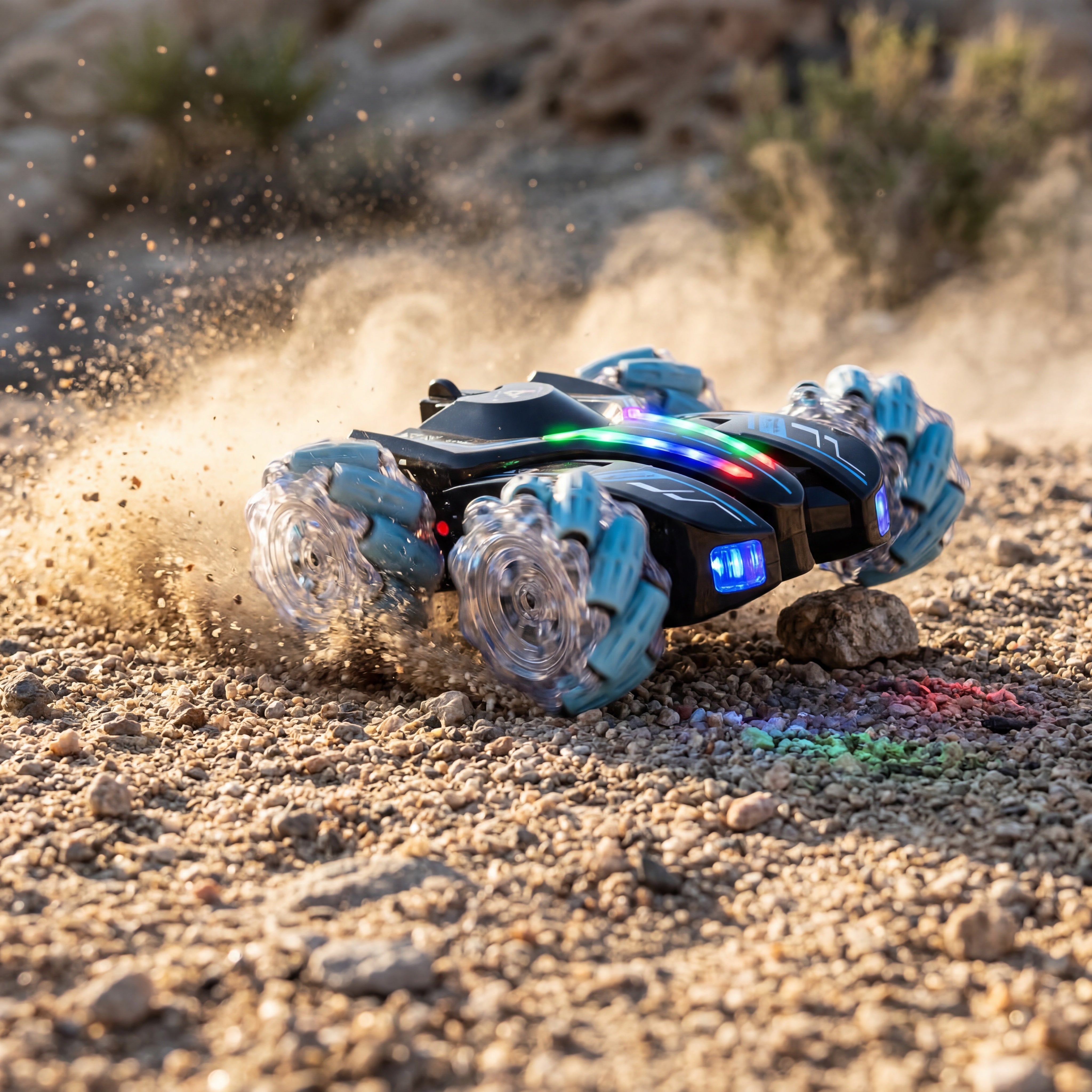 Auto zdalnie sterowane 360° z efektem dymu (PILOT + KONTROLER NA NADGARSTEK)