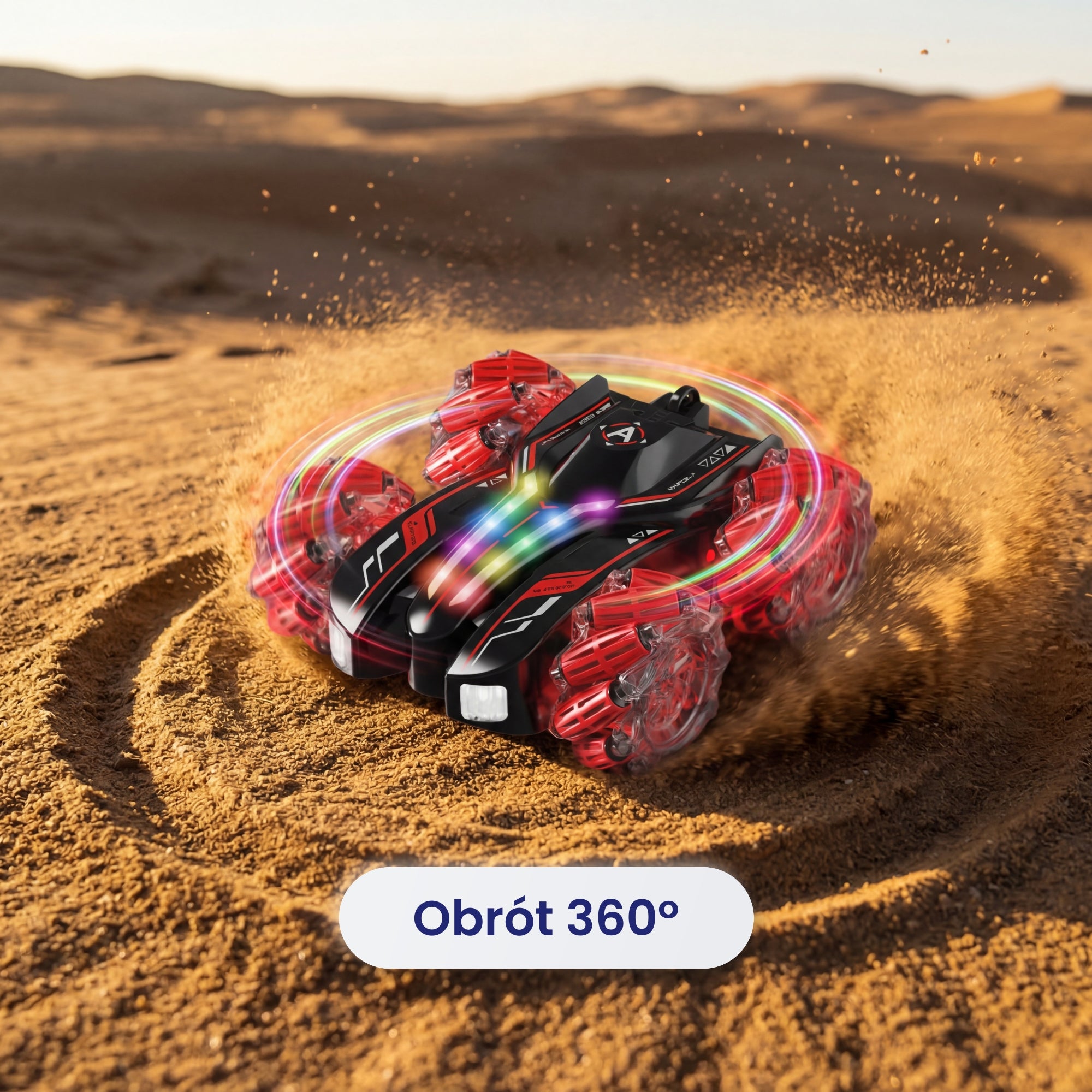 Auto zdalnie sterowane 360° z efektem dymu (PILOT + KONTROLER NA NADGARSTEK)