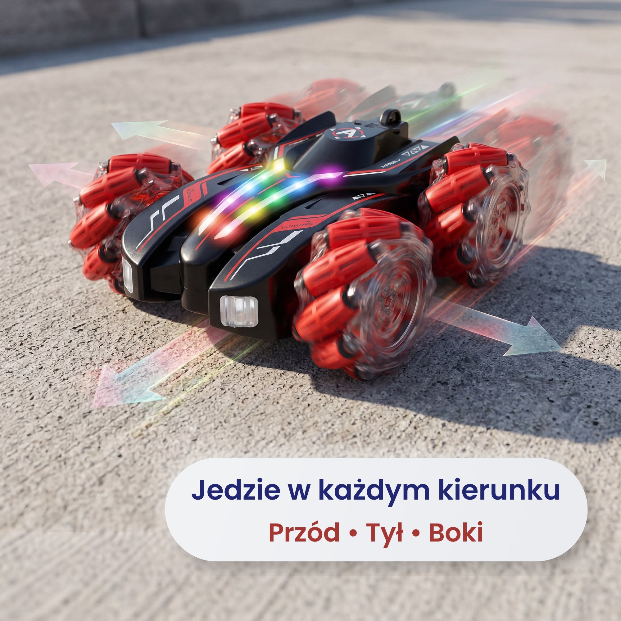 Auto zdalnie sterowane 360° z efektem dymu (PILOT + KONTROLER NA NADGARSTEK)