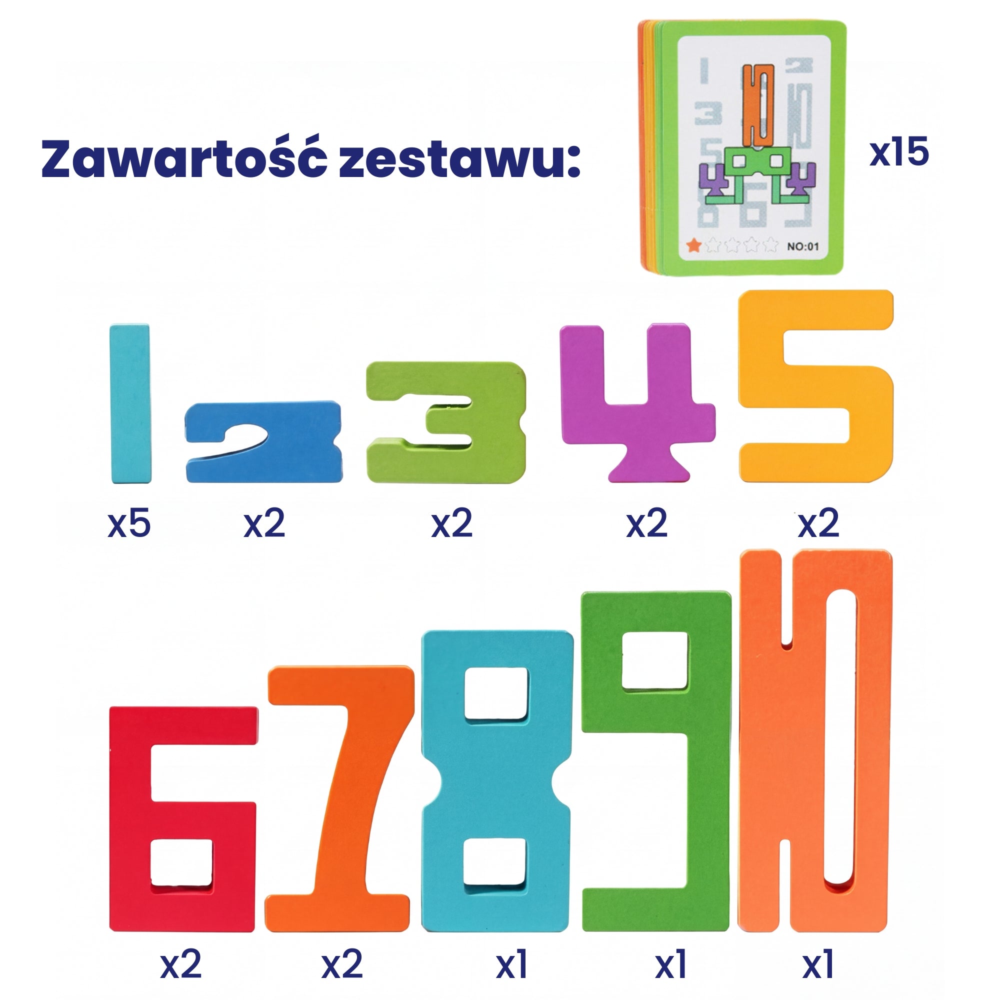 Drewniane Klocki Matematyczne - do Nauki Liczb i Liczenia