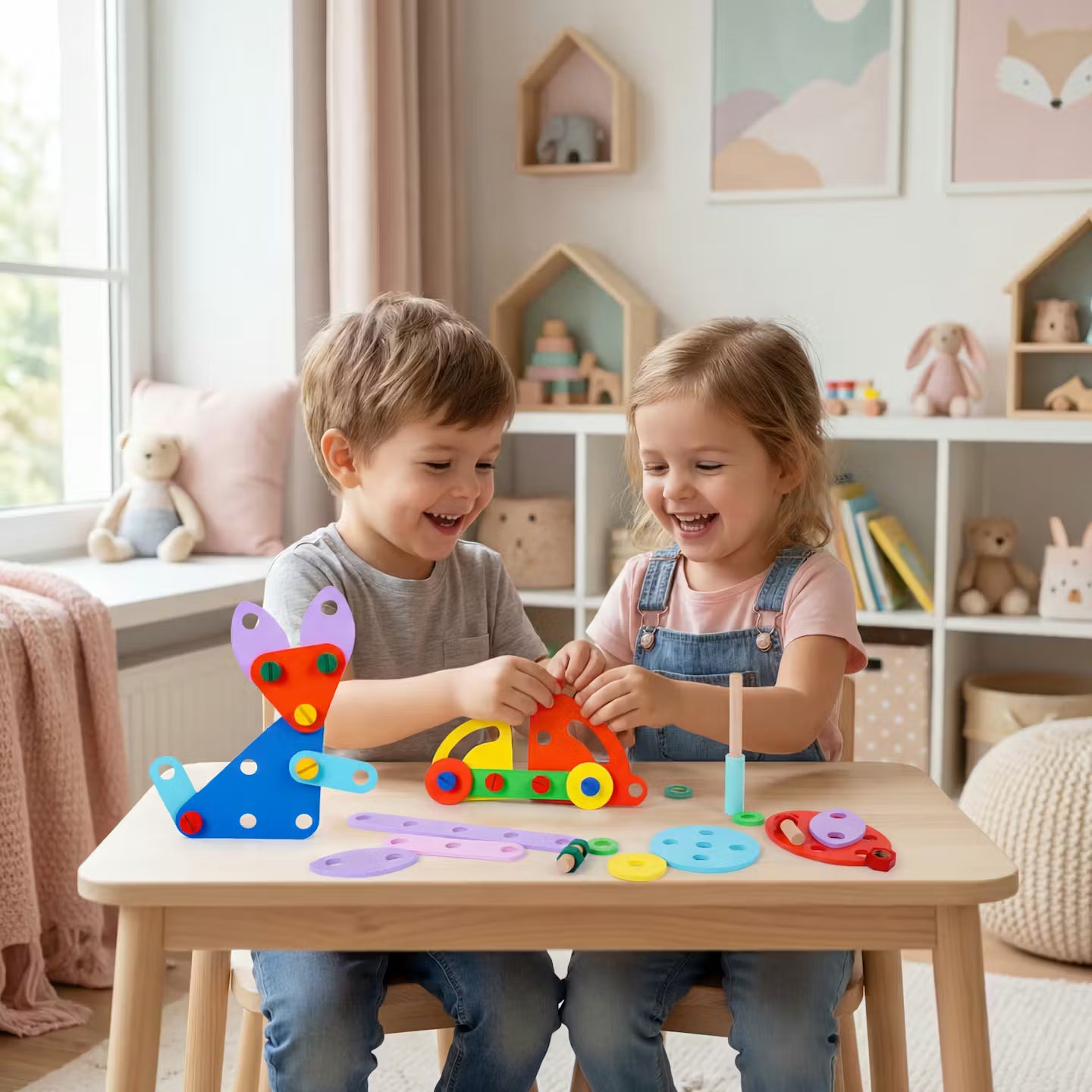 Konstrukcyjne Klocki Drewniane Montessori