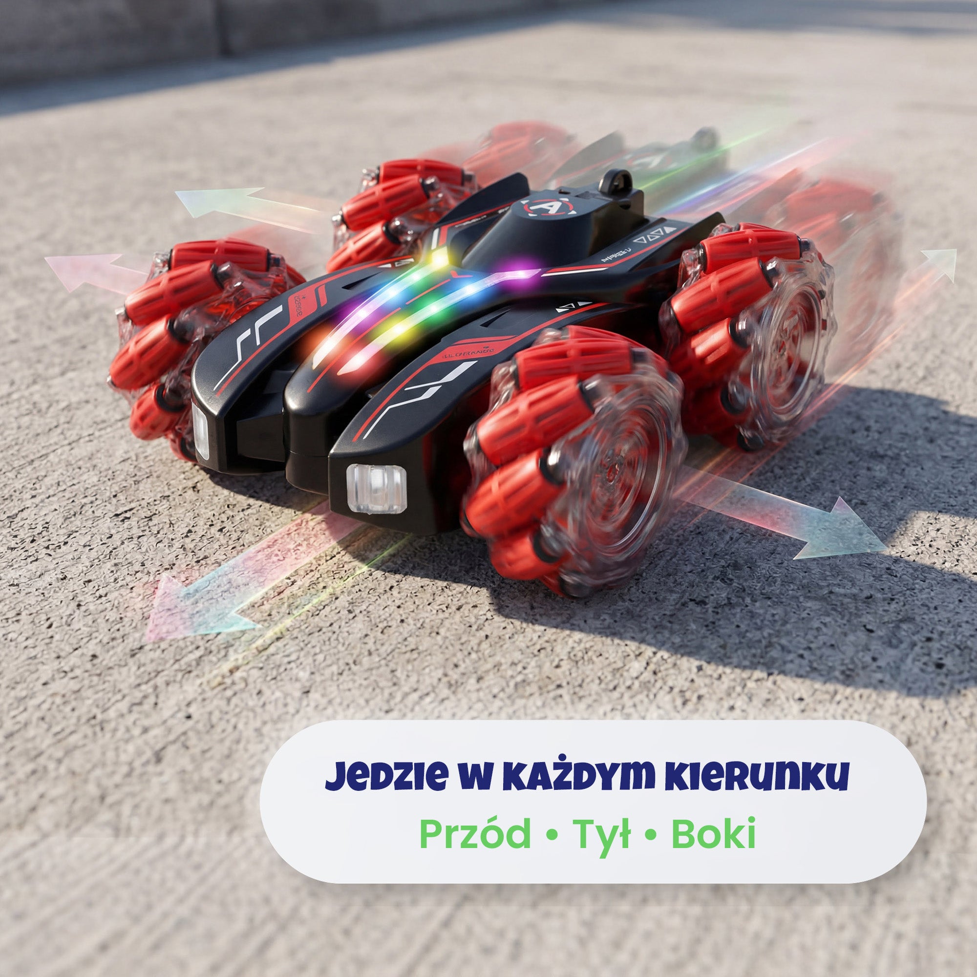 Auto zdalnie sterowane 360° z efektem dymu (PILOT + KONTROLER NA NADGARSTEK)